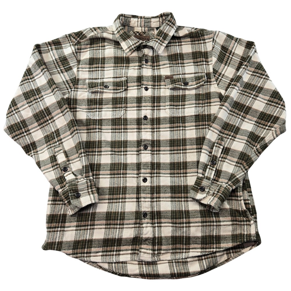 Orvis Shirt Mens L Green Plaid Long Sleeve Button Up Regular Fit Pockets Casual